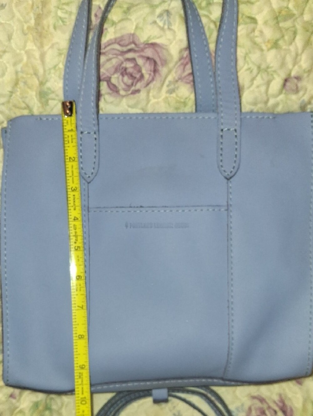 Light Blue Leather Tote with Removable Strap - Picture 6 of 16